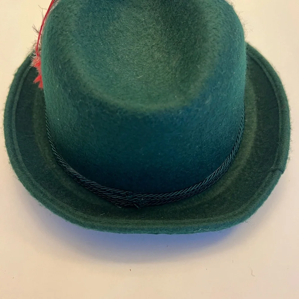 Bavarian Alpen‎ Mens Fedora Hat With Feather Green Wool